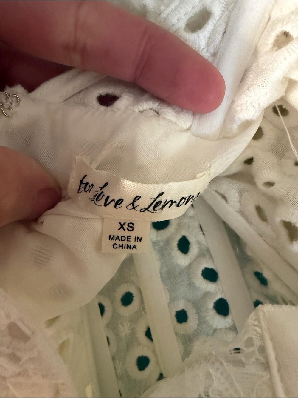 For Love & Lemons Becca Eyelet Mini Dress White Size XS - Picture 6 of 8